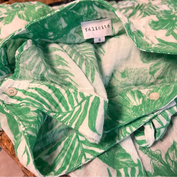 NWT~Felicite Green Palm Wrap Skirt & Top Set Sz 2 Small Soft Light Cotton Gauze - Picture 8 of 11
